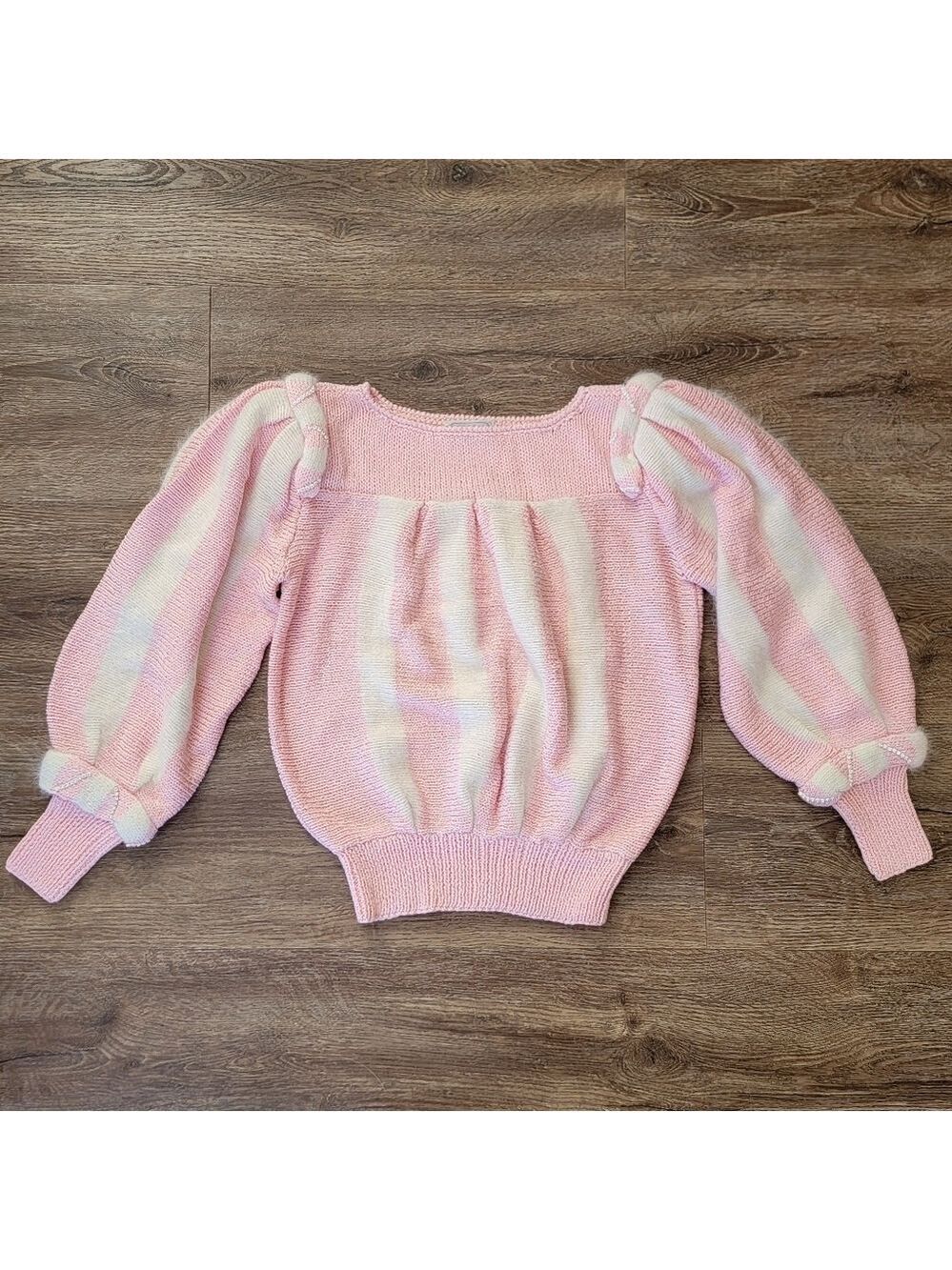 Vintage Pink & Cream Women's Sweater #3006
